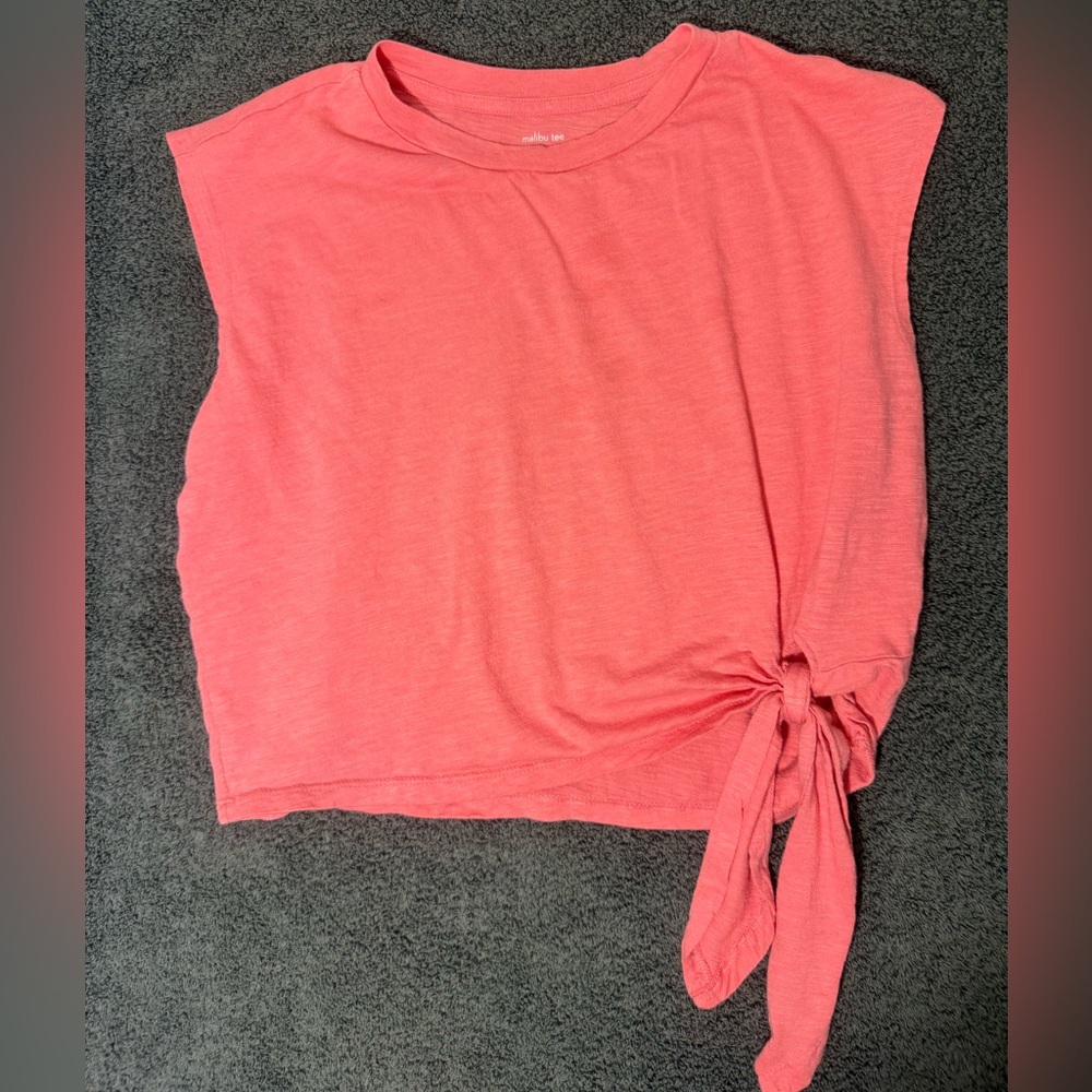 Banana Republic‎ Coral Sleeveless Tie-Front Top